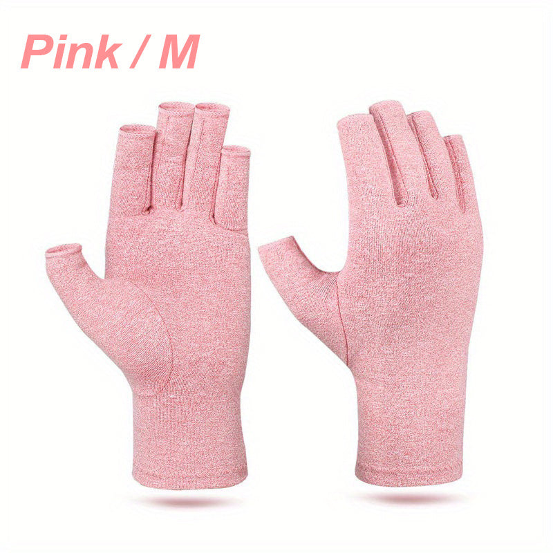 1 Pair RJF Premium Compression Gloves - Fingerless Thumb & Half-Finger Design for Enhanced Mobility, Breathable -Spandex Blend for All-Day Comfort, Durable Smart Stitching, Ideal for Sports, Daily Work & Exercise - Available